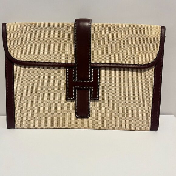 HERMES JIJE PM TOILE H BOX CALF ROUGE H - Picture 1 of 7